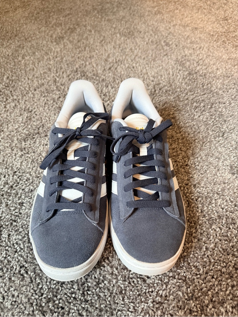 adidas Women's Blue Suede Sneakers with White Stripes